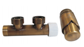 Schlosser zestaw Duo-Plex  figura kątowa, prawa  - antyczny mosiądz - 2 szt. Nypel 1/2 x 3/4 - 602100021