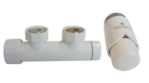 Schlosser zestaw Duo-Plex  figura kątowa, prawa  - biały 2 szt. Nypel 1/2 x 3/4 - 602100001