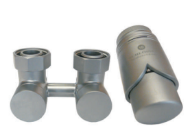 Schlosser zestaw armatury przyłączeniowej exclusive kątowy satyna -  3/4 x M22x1,5 - 2 szt. Nypel 1/2 x 3/4 - 601000028