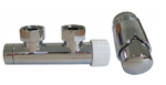 Schlosser zestaw Duo-Plex  figura kątowa, prawa  - chrom 2 szt. Nypel 1/2 x 3/4 - 602100005