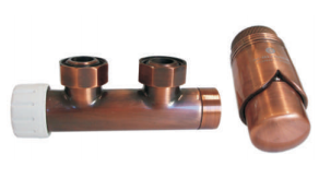 Schlosser zestaw Duo-Plex  figura kątowa, prawa  - antyczna miedź - 2 szt. Nypel 1/2 x 3/4 - 602100017
