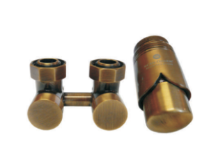 Schlosser zestaw armatury przyłączeniowej exclusive kątowy antyczny mosiądz -  3/4 x M22x1,5 - 2 szt. Nypel 1/2 x 3/4 - 601000040