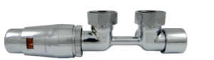 Schlosser zestaw Mini Duo-Plex  figura kątowa, lewa  - chrom - 2 szt. Nypel 1/2 x 3/4 - 606100058