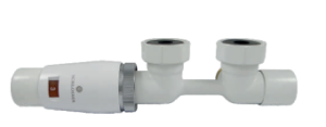 Schlosser zestaw Mini Duo-Plex  figura kątowa, lewa  - biały - 2 szt. Nypel 1/2 x 3/4 - 606100052